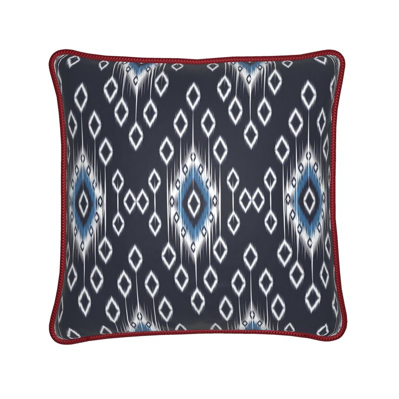 Diamonds Silk Cushion-Dark Blue