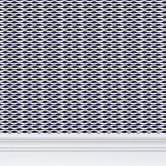 Ogee Wallpaper-White/Dark Blue