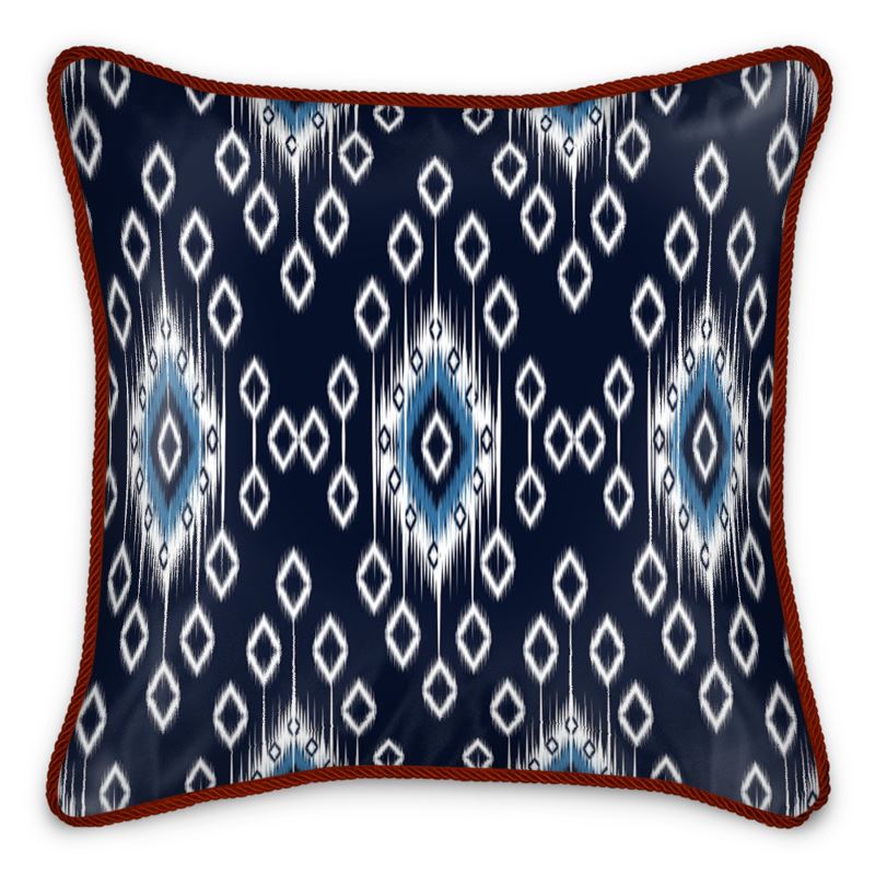 Diamonds Silk Cushion-Dark Blue