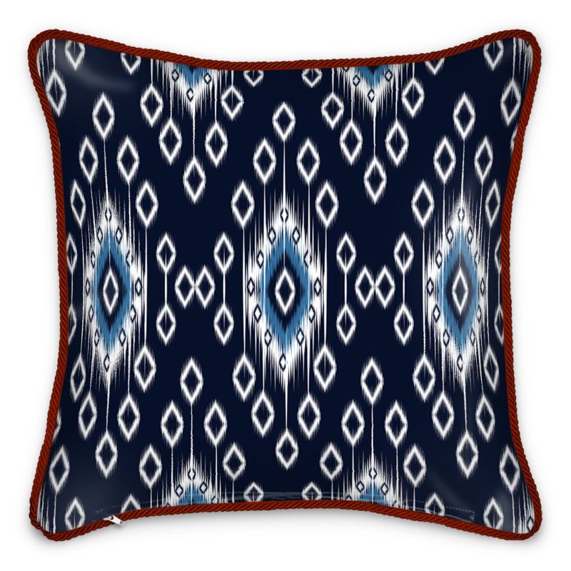 Diamonds Silk Cushion-Dark Blue