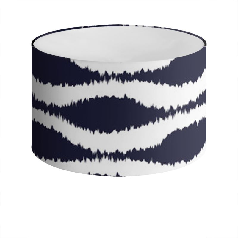 Ogee Drum Lampshade-White/Dark Blue