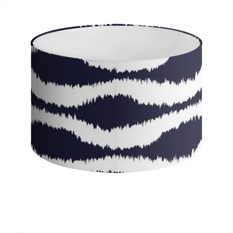 Ogee Drum Lampshade-White/Dark Blue