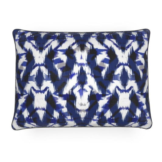 Indigo Velvet Cushion-White/Dark Blue