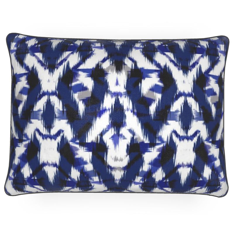 Indigo Velvet Cushion-White/Dark Blue