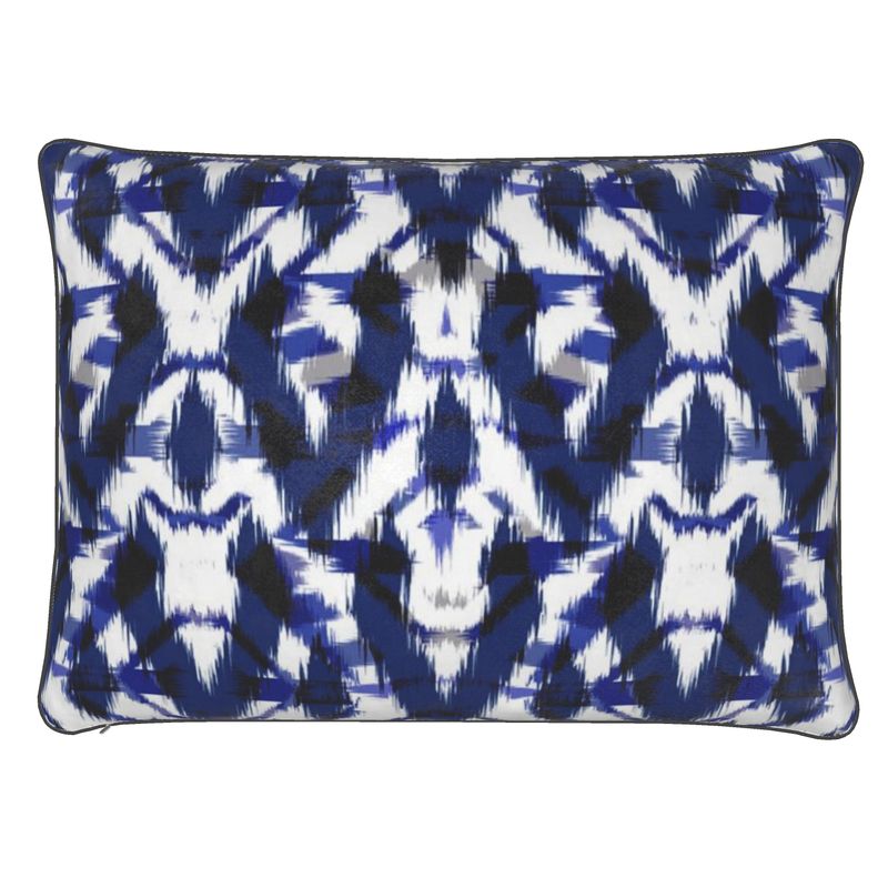 Indigo Velvet Cushion-White/Dark Blue