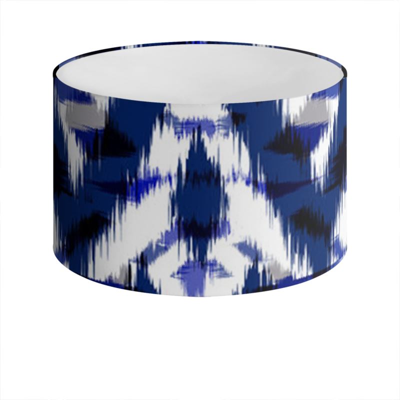 Indigo Drum Lampshade-White/Dark Blue