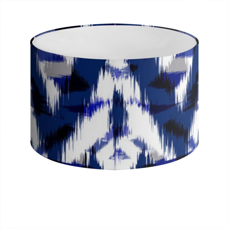 Indigo Drum Lampshade-White/Dark Blue