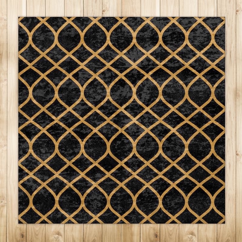 Loops Velvet Rug-Black/Gold