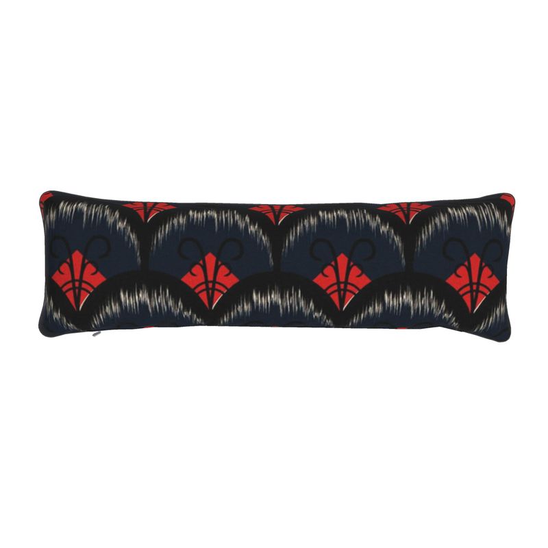 Blooms Bolster Cushion-Black/Red